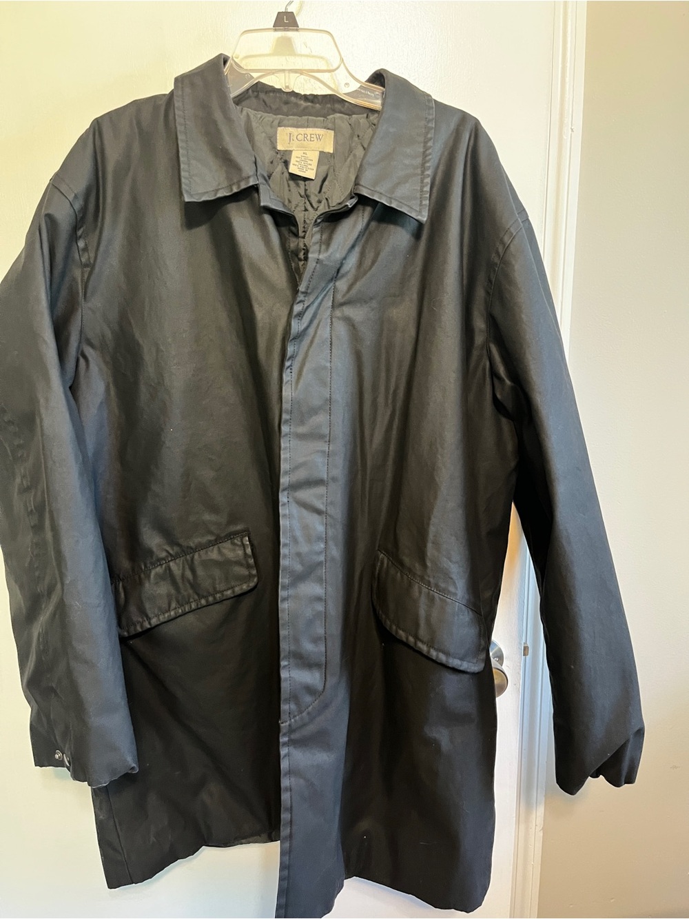 J. Crew Black Men's long Coat- Winter- weather resistant SZ XL